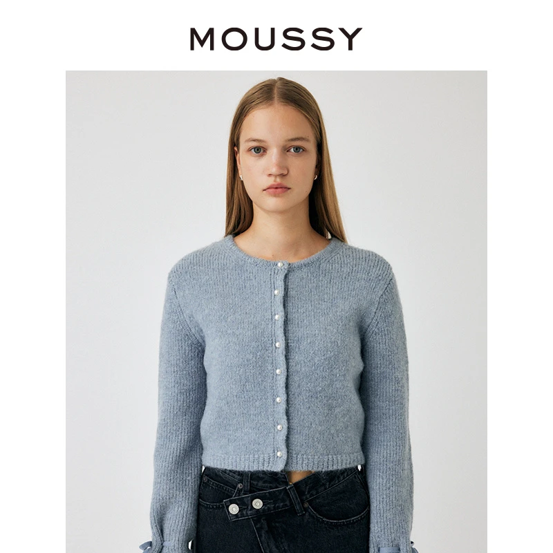 【达人专享】MOUSSY纯色圆领喇叭袖短裤毛针织衫010H70-8021