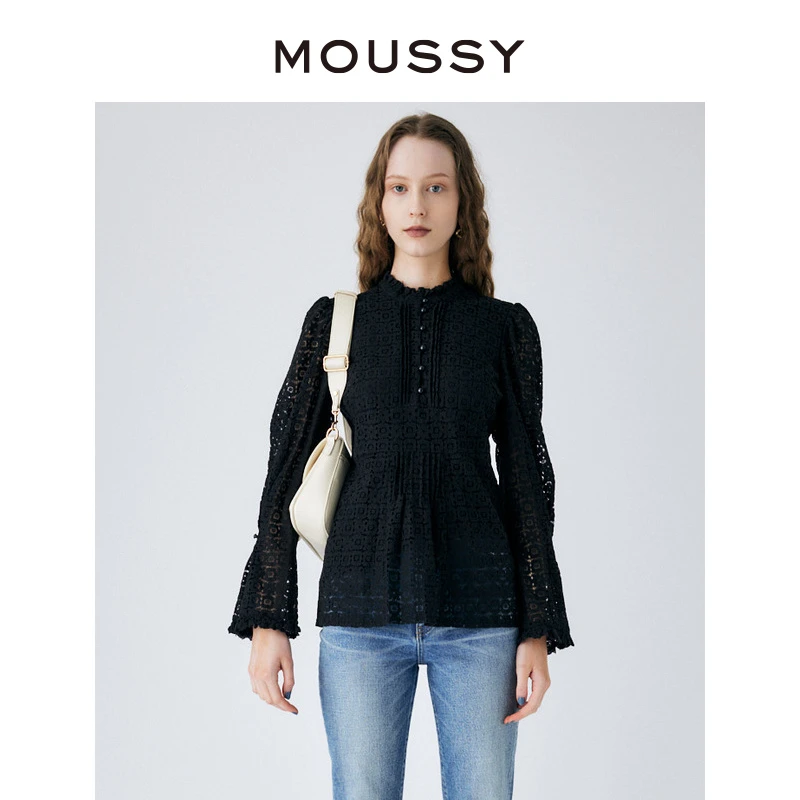 【达人专享】MOUSSY 法式优雅镂空蕾丝衬衫女010GSS30-0550