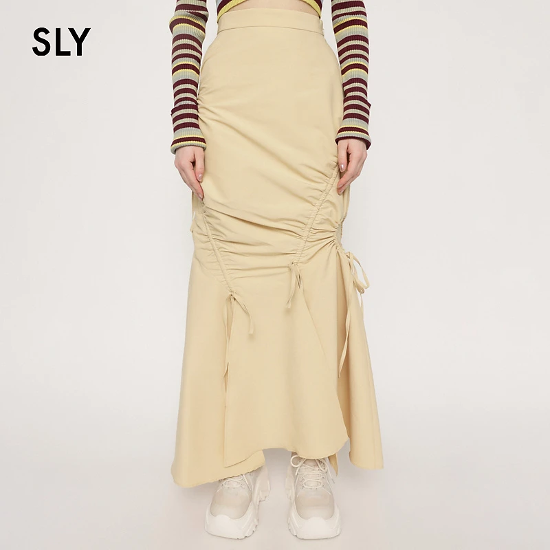 【达人专享】SLY 甜美淑女风鱼尾长款半身裙女030GSA31-2690