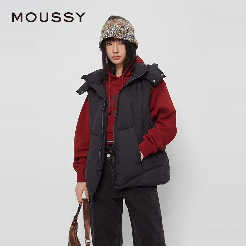 MOUSSY x STUODIOWEAR 2024冬季连帽羽绒马甲女028HAA30-2561