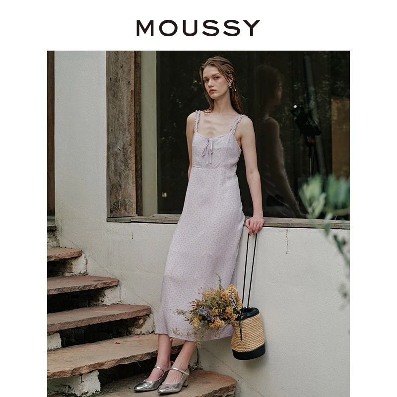 MOUSSY 夏季甜美俏皮森系度假风碎花吊带连衣裙女028HS730-1871