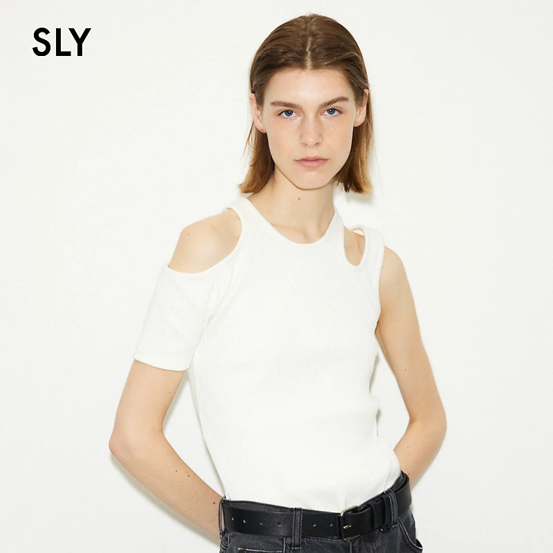 【THROW系列】SLY 甜辣风不规则露肩小心机短袖T恤030GS080-2480