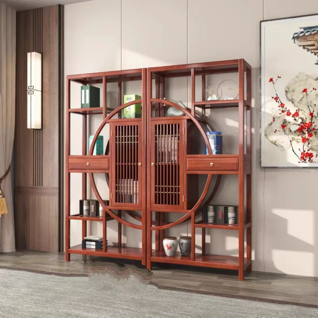 实木博古架新中式多宝阁隔断展示柜客厅玄关古董柜办公室置物架