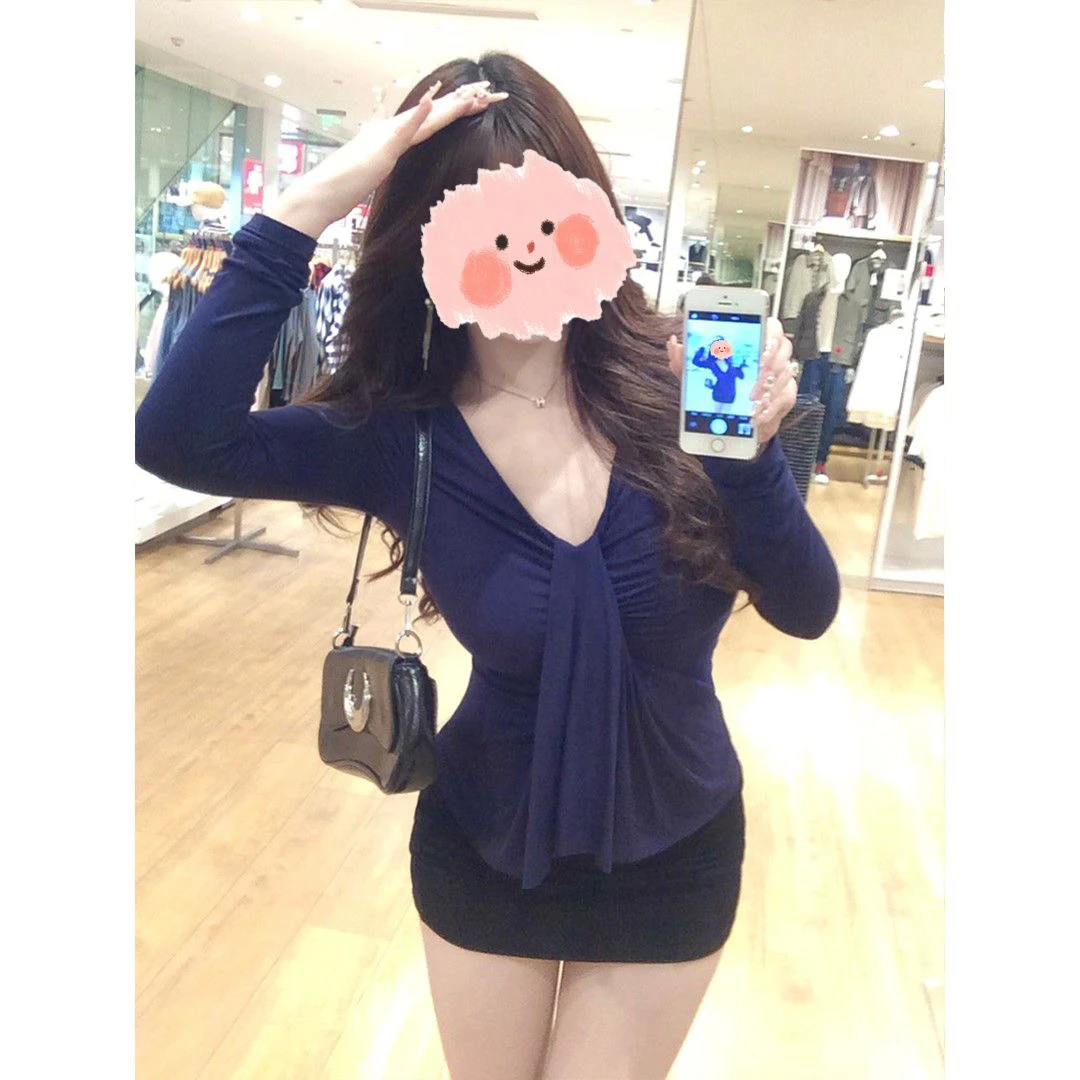 2025新款辣妹【心动姐姐】纯欲气质温柔胖mm大码显瘦长袖设计感上衣