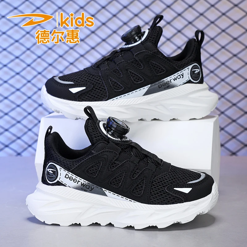 德尔惠男童运动鞋2024春季新款网面透气童鞋中大童儿童跑步鞋女童