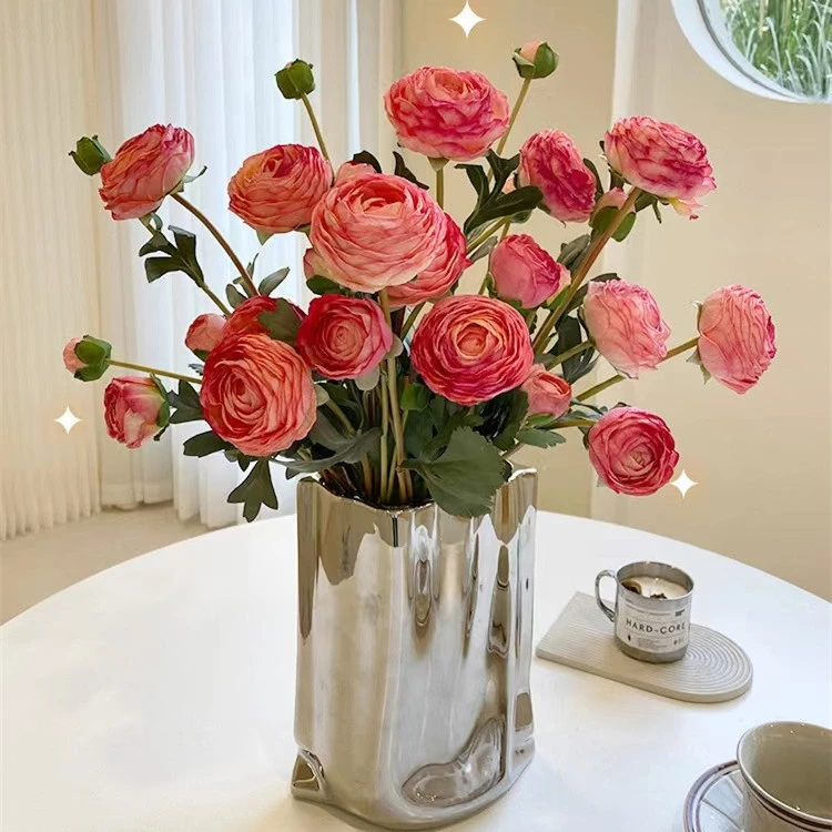 仿真花扎束洋牡丹高档家居桌面假花露莲花装饰绢花牡丹花束插花新