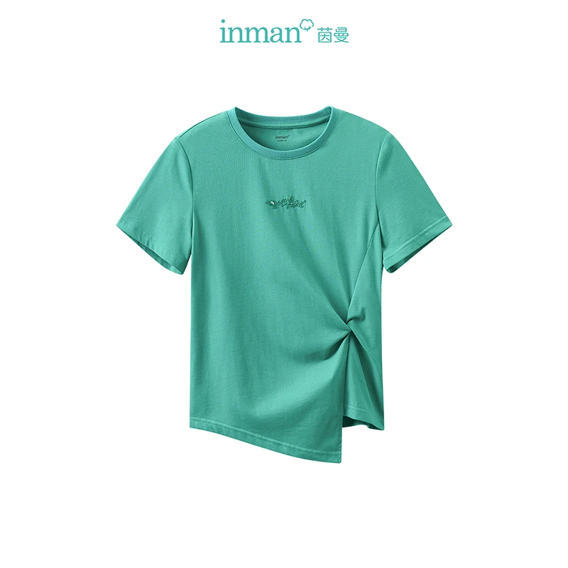 【茵曼女装】茵曼不规则扭结T恤圆领短袖上衣K18426193