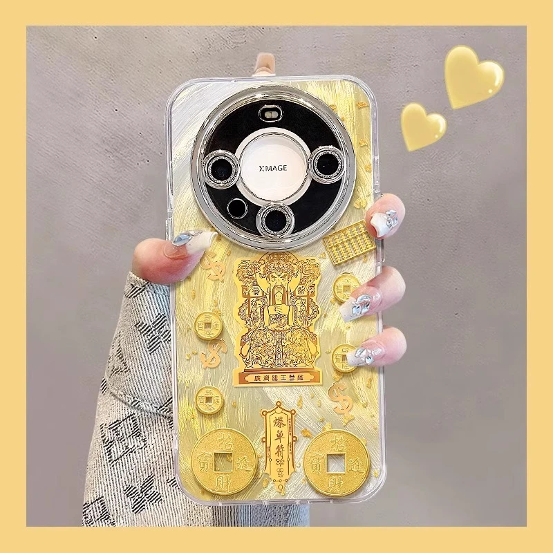 适用华为mate70pro手机壳新年女款pura70pro+羽纱爆单符贴件全包