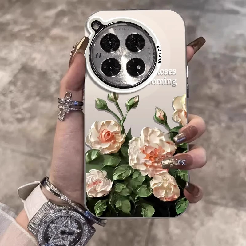 油画花朵2024适用一加12手机壳一加11新款艺术一加ace2pro少女por