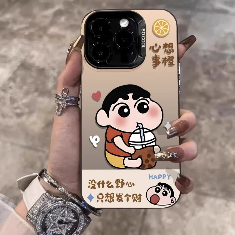 只想发财适用苹果16promax手机壳iphone15plus可爱14pro卡通小新p