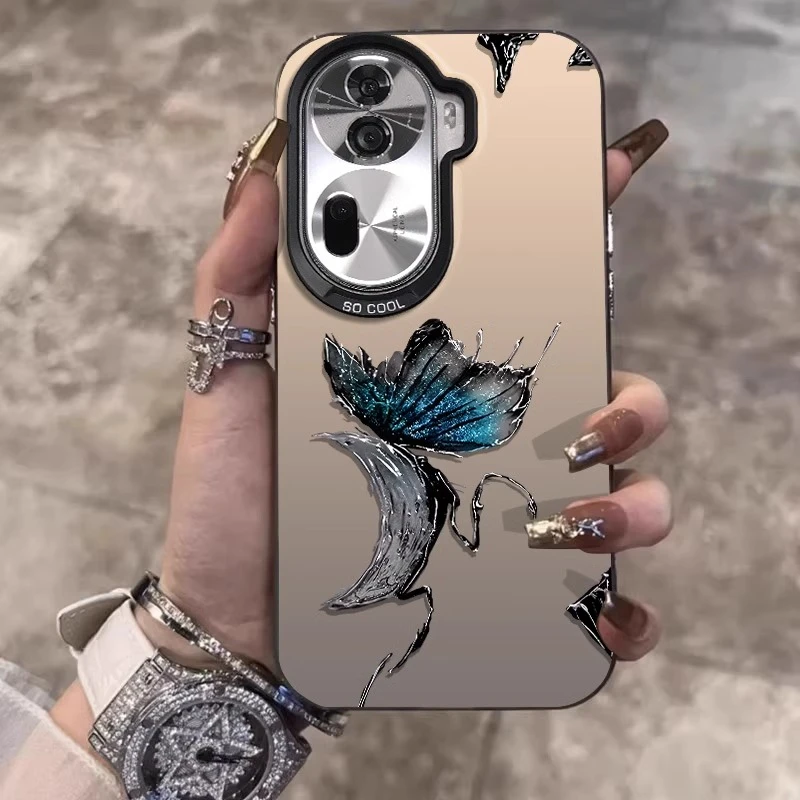 适用OPPORENO11手机壳蝴蝶月亮RENO10PRO新款艺术RENO9潮流女小众