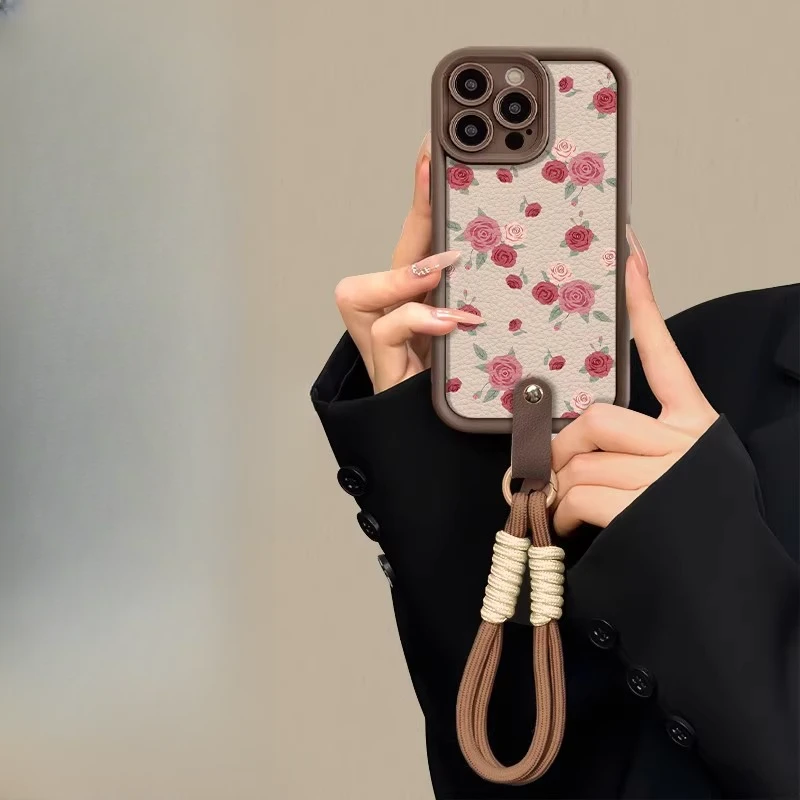 满屏玫瑰适用苹果16promax手机壳iphone15pro秋冬不撞款14p保护套