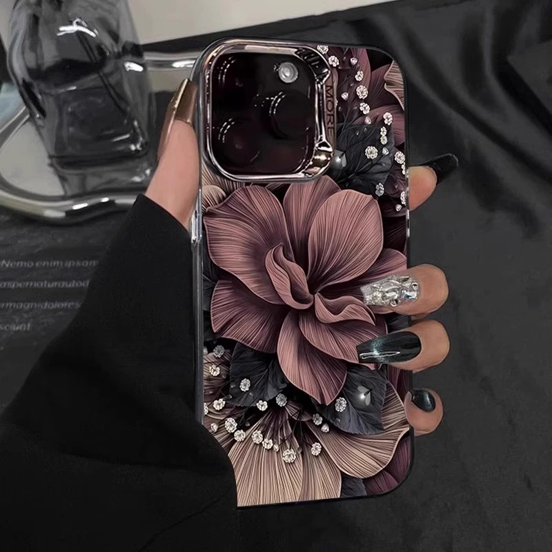 肌理花适用苹果17promax手机壳小众女iphone16pomaxr复古风防摔15