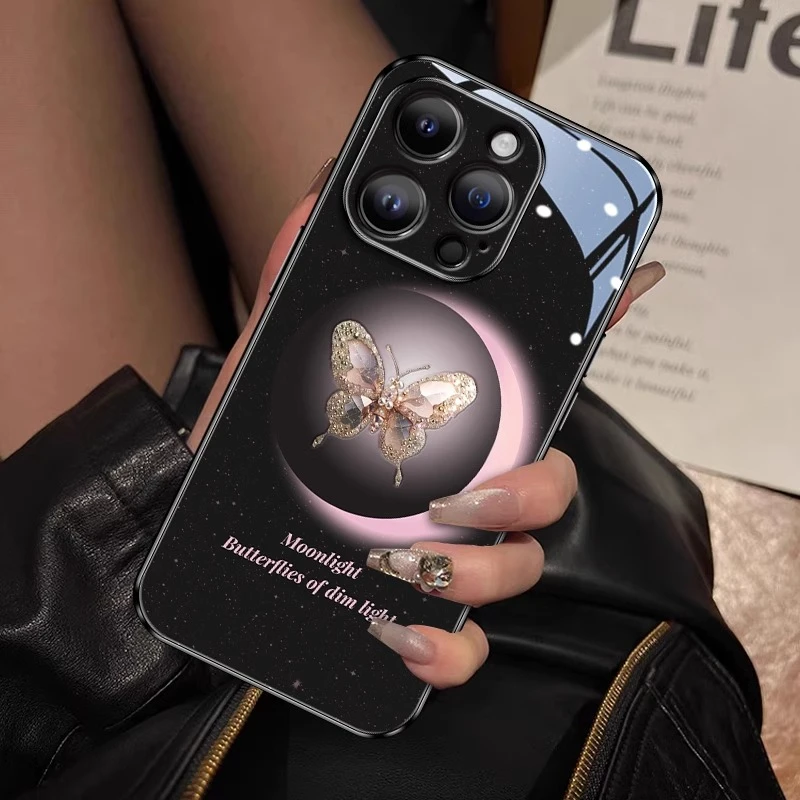 月光蝶影适用苹果15promax手机壳iphone14pro新款15高级感13p简约