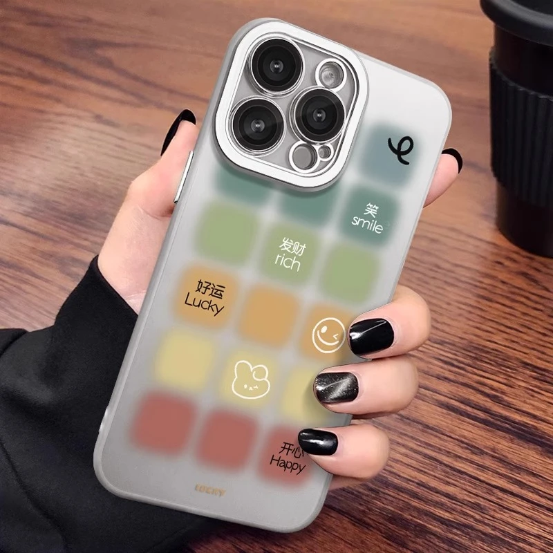 渐变方块适用苹果16promax手机壳iPhone15pro简约14plus镜头膜女p