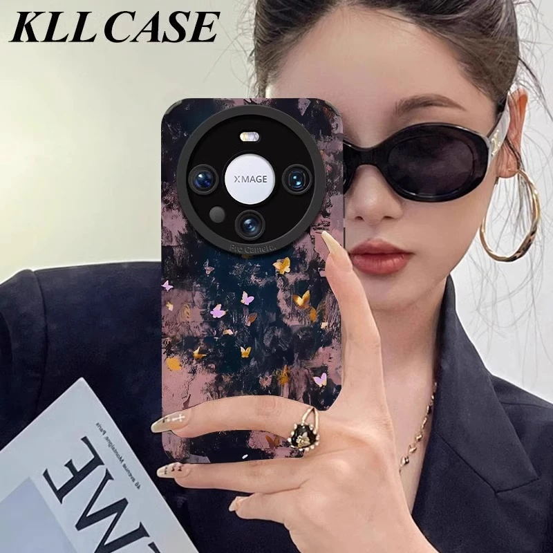 油画蝴蝶适用华为mate70pro+手机壳pura70pro国风轻奢复古mate60p