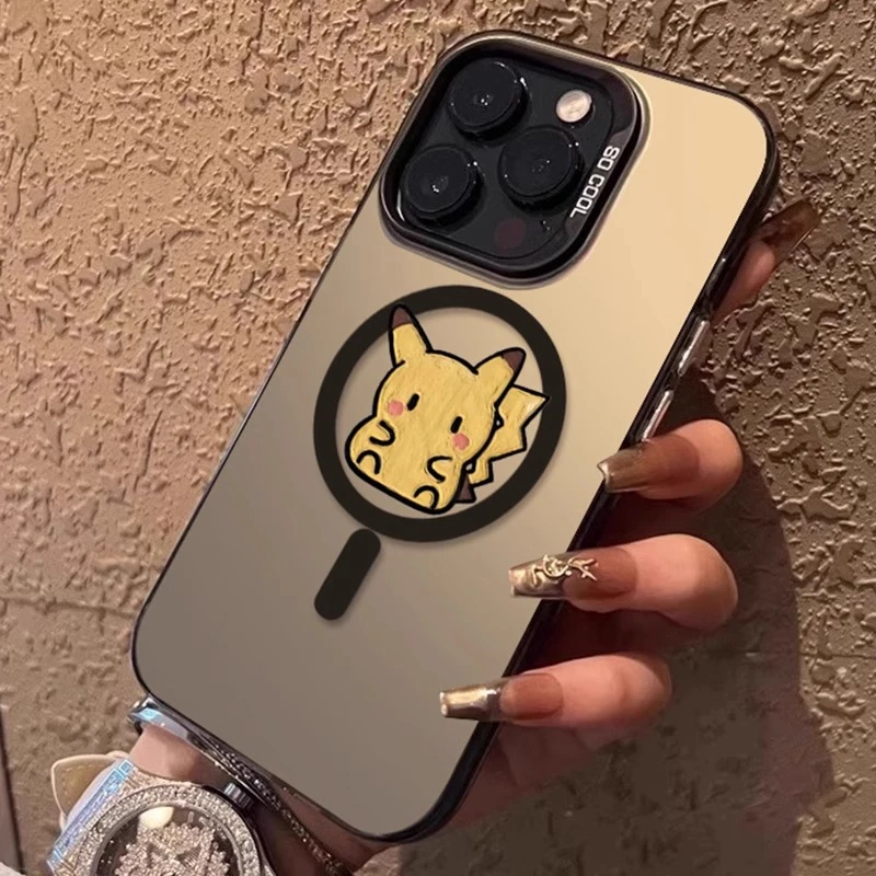 皮卡丘适用苹果16promax手机壳磨砂磁吸iphone15plus保护套14情侣