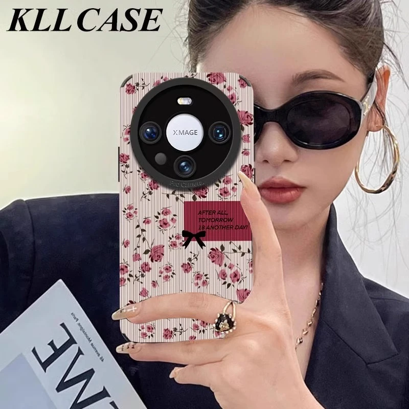 适用华为mate60pro+手机壳小碎花ins小清新夏天m50可爱竖纹p60pro