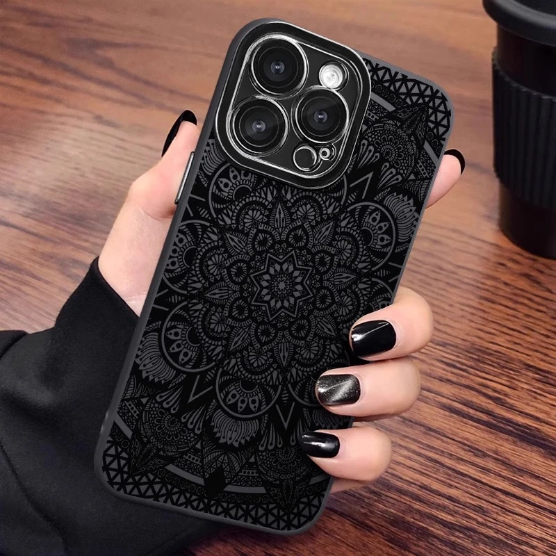 黑暗图腾适用苹果16promax手机壳iPhone15pro镜头膜14p全包复古女