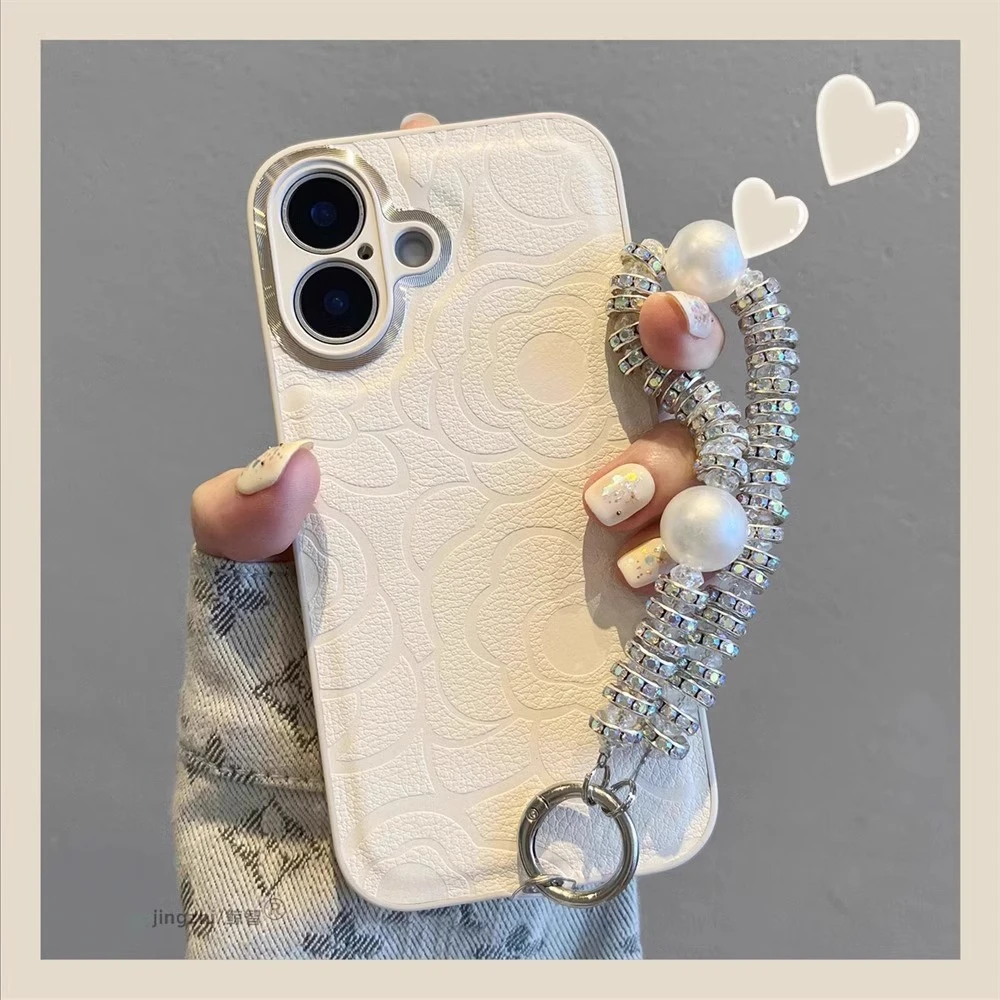 皮纹山茶花适用苹果16promax手机壳iphone15pro保护套14pro防摔13