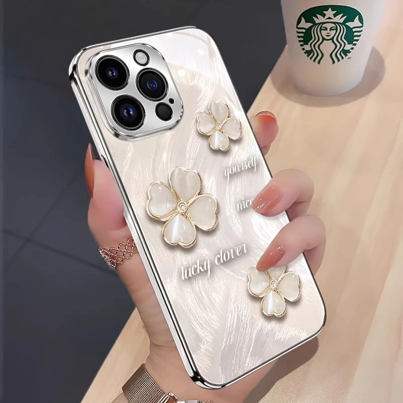 鎏金幸运草适用iphone15promax手机壳苹果15新款14pro高端13p网红