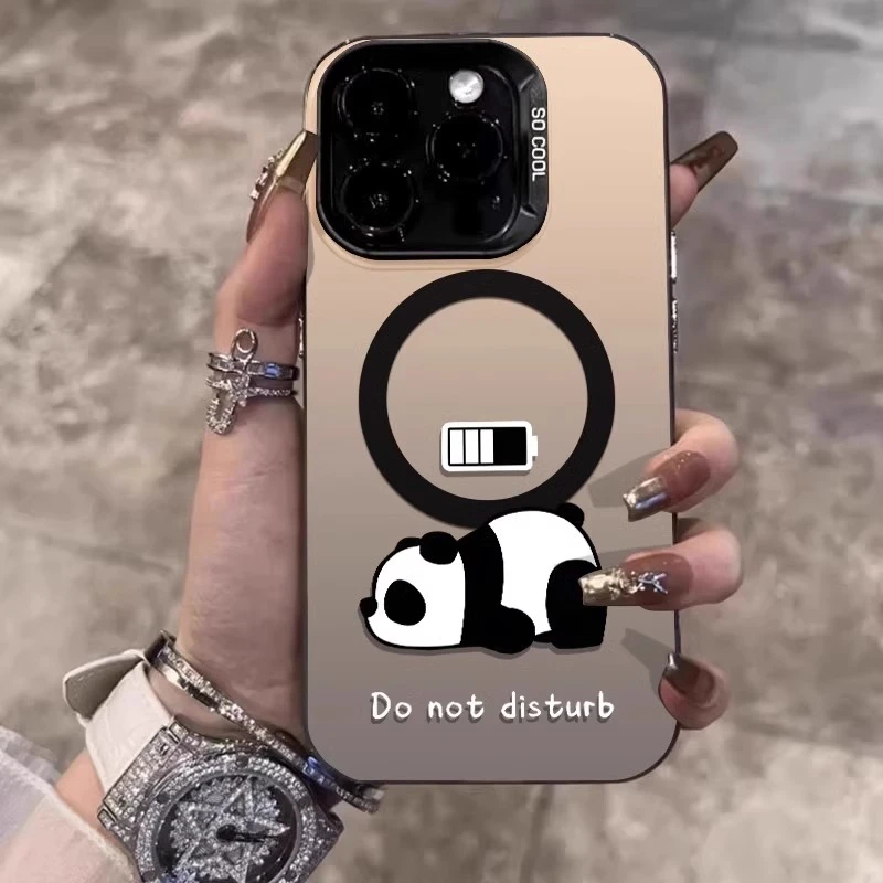 充电磁吸壳适用苹果17promax手机壳可爱熊猫iPhone16pro防摔15p女