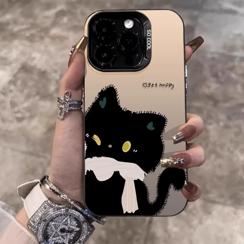 围巾猫咪适用苹果15promax手机壳女可爱iphone14plus个性创意13pm