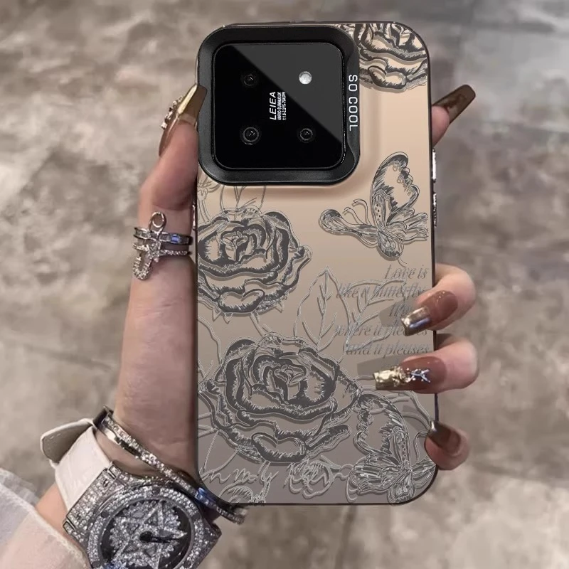 适用小米14pro手机壳牡丹蝴蝶mi13新款12x高级11ultra时尚K70气质