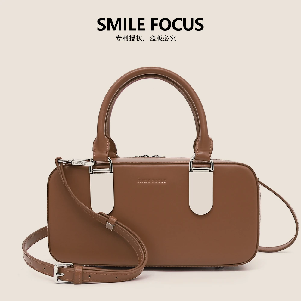 SMILE FOCUS2023秋冬新款复古手提包 SF-2721-1 焦糖棕