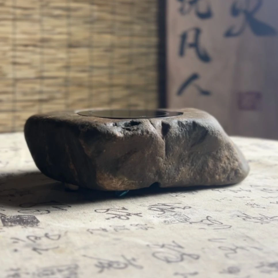 石头茶炉煮茶禅意茶台摆件简约商用家用侘寂风茶道原生溪流石煮水
