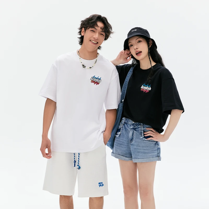 YKYB2024夏季新款休闲短袖T恤男女宽松百搭圆领上衣Y42NDT009