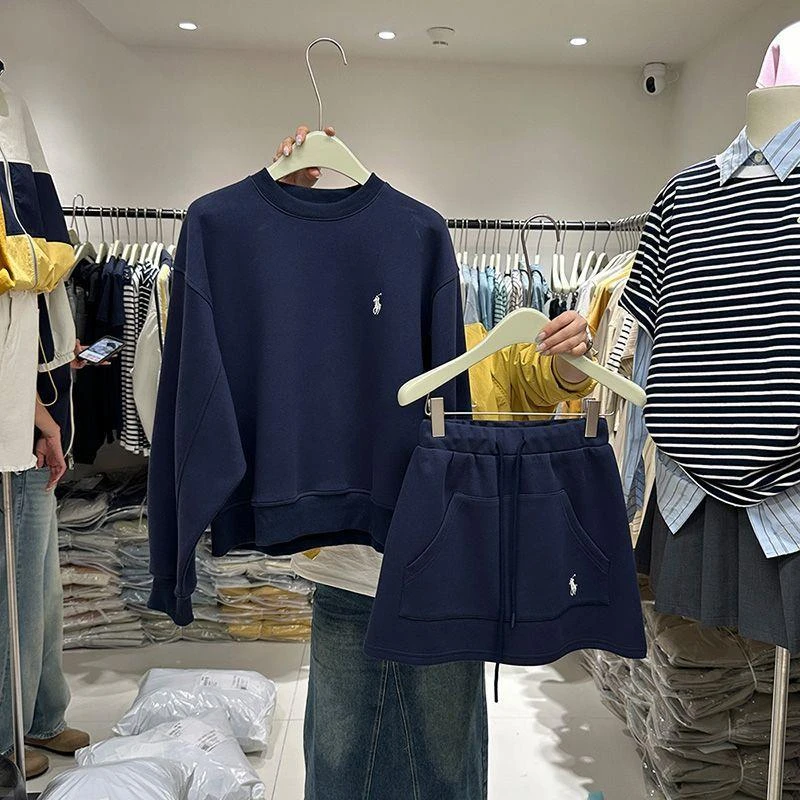 休闲长袖短裙套装女春秋新款宽松慵懒卫衣运动半身短裙休闲两件套