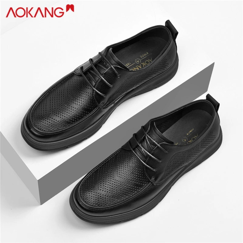 Aokang/奥康2025秋季时尚舒适百搭透气软底男士商务休闲男皮鞋