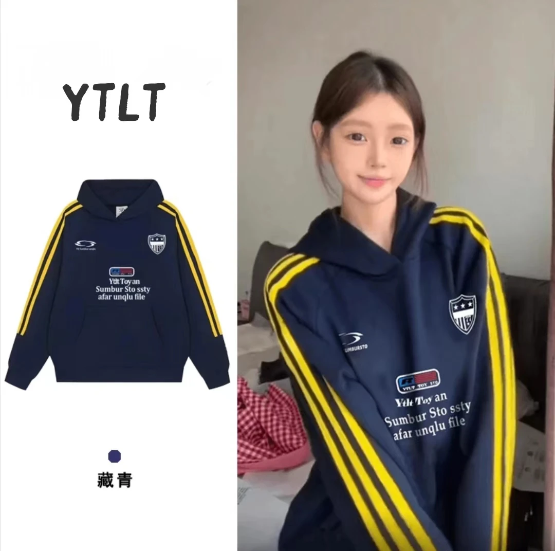 美式学院风三条杠长袖帽衫卫衣女秋季学生卫衣 w2414-字母三条杠