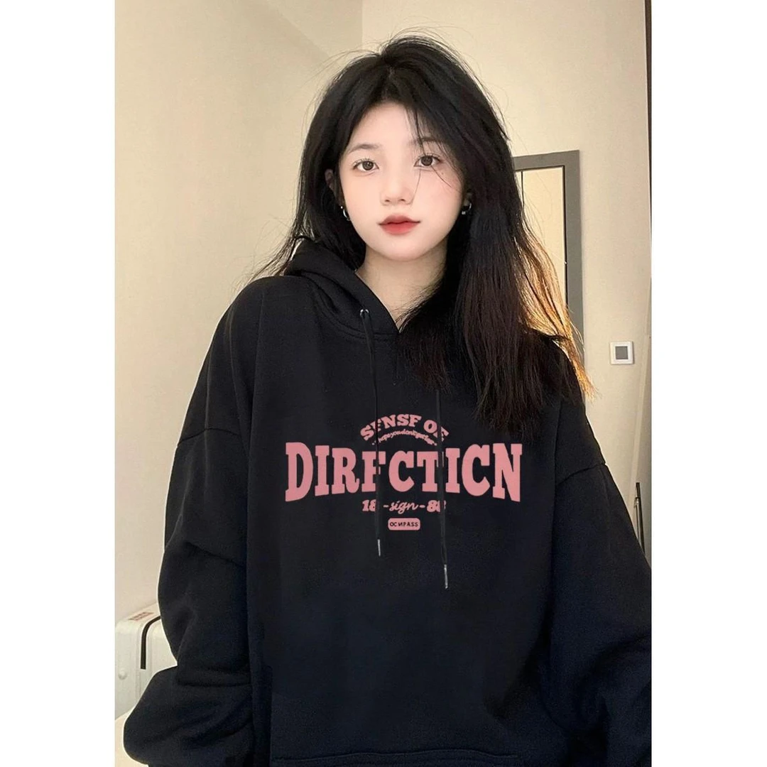 潮牌新款卫衣重磅双层帽慵懒风卫衣字母百搭长袖连帽卫衣ins