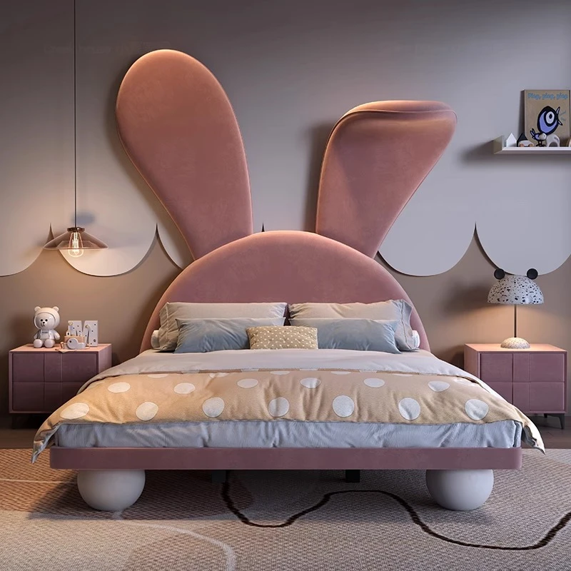 现代简约儿童卡通皮床男孩床1.5米小户型储物床儿童房女孩1.35m