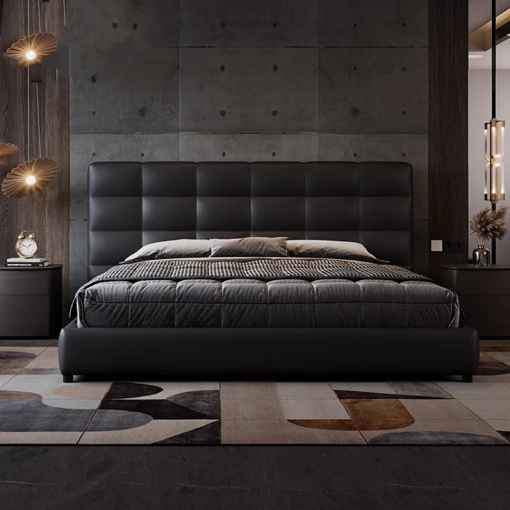 乐迪意式极简劳伦斯真皮床主卧室高端现代简约轻奢双人1.8m婚床