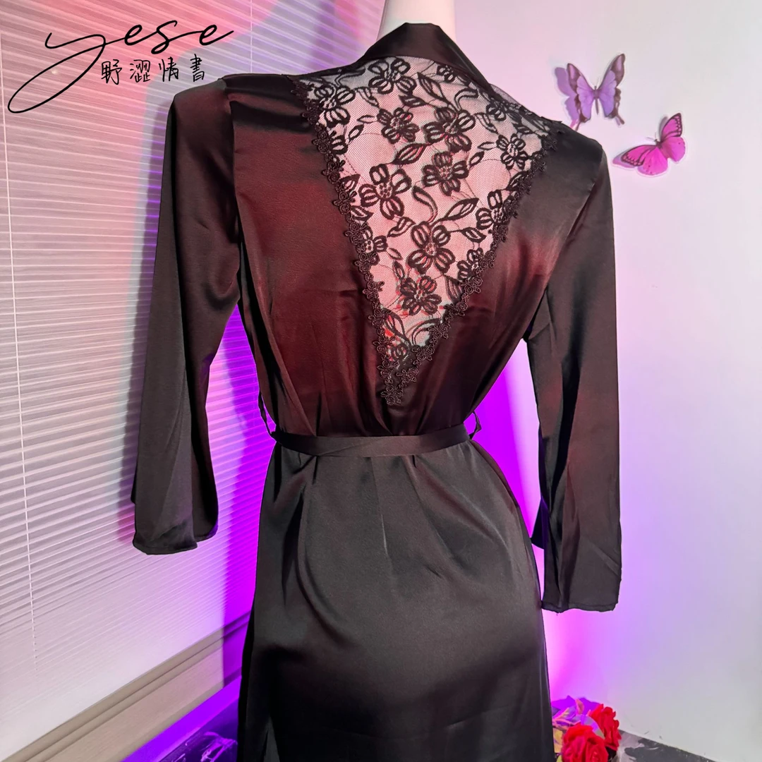 【事后黄昏】Yese野涩情书新款纯欲设计感女修身美背性感睡袍上衣