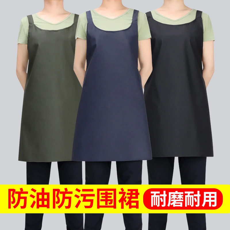 交叉背带防水围裙短款家务清洁防油食堂水产围兜长款围腰可印