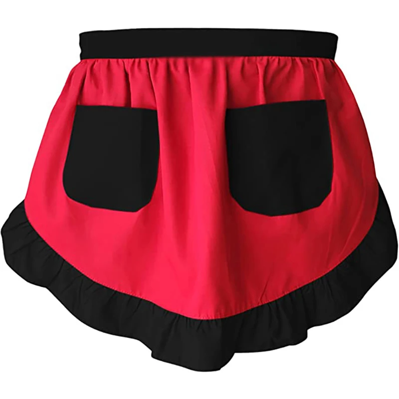 时尚花边围裙半身可爱清洁用品批发短款棉围裙家用女士防污可印字