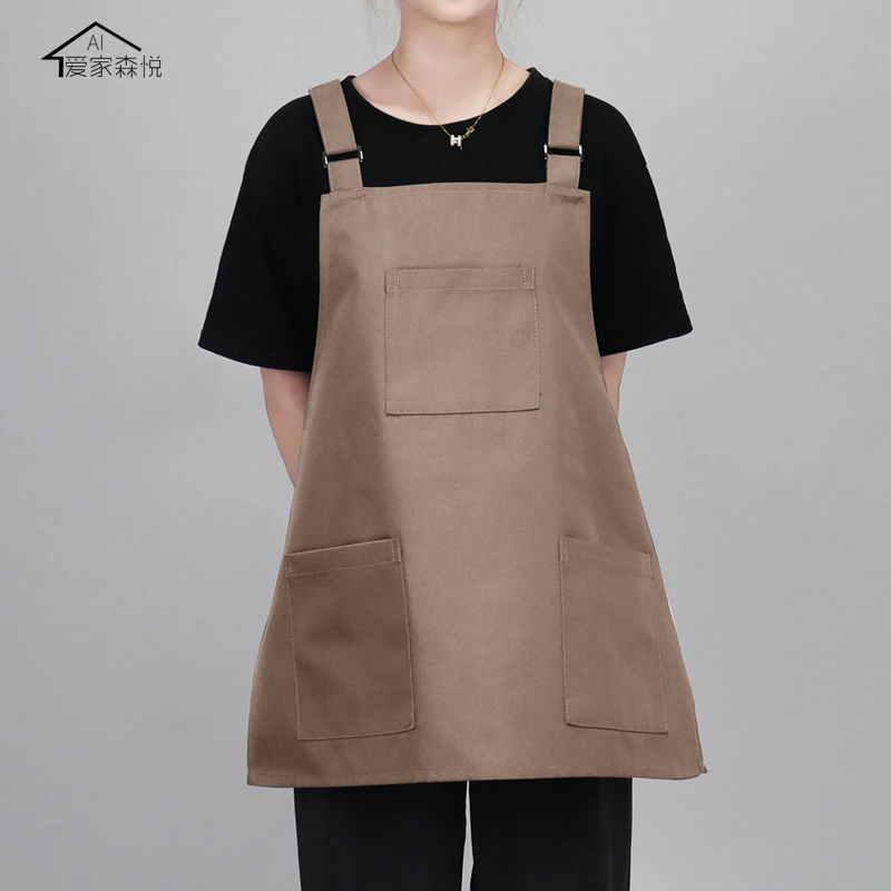 防水防油围裙厨房餐饮服务员女罩衣烘焙奶茶咖啡店马甲式工作服男