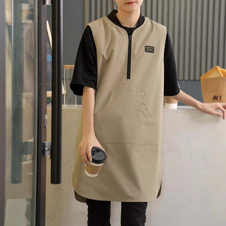 无袖罩衣防泼水男女中式餐厅定制洋气服务员围裙理发烫染防油围裙