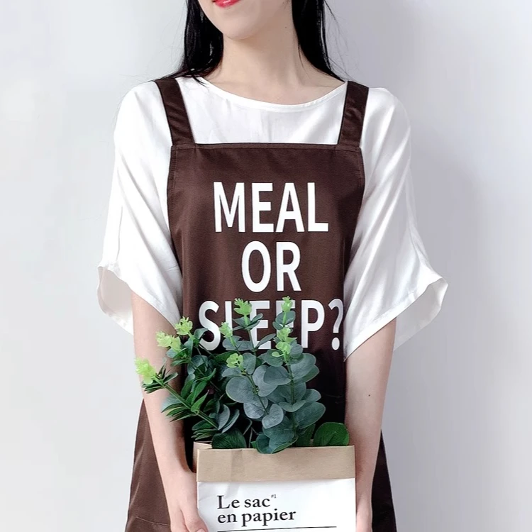 印字家用无袖防水防油全身日式时尚加长款创意北欧风背带围裙