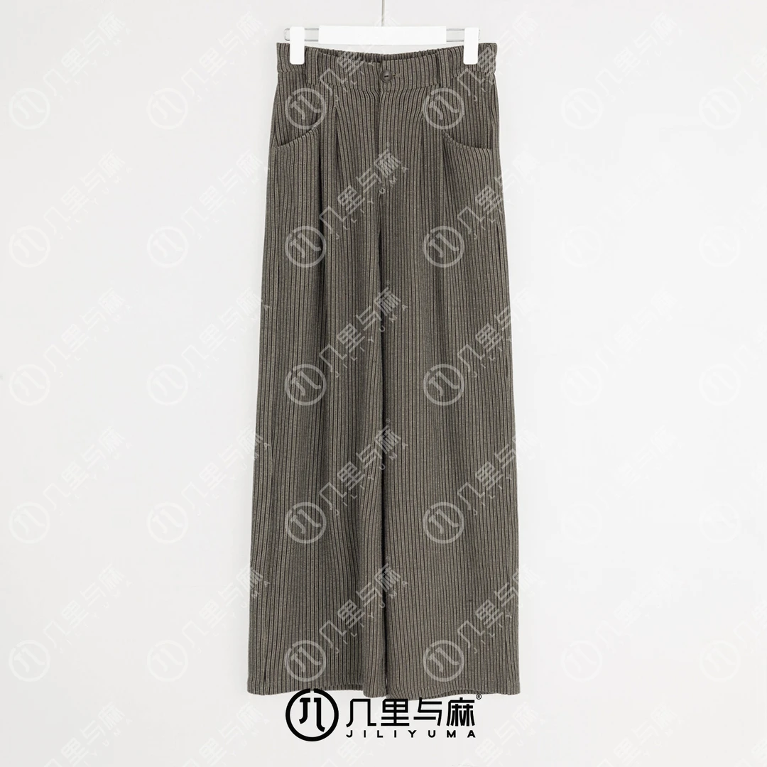（几里）楚天遥-复古气质条纹休闲裤 裤长100 1073078