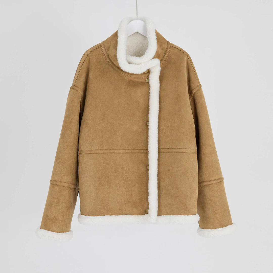 （几里）休闲双面穿皮毛一体秋冬厚外套衣长70胸围110 115620