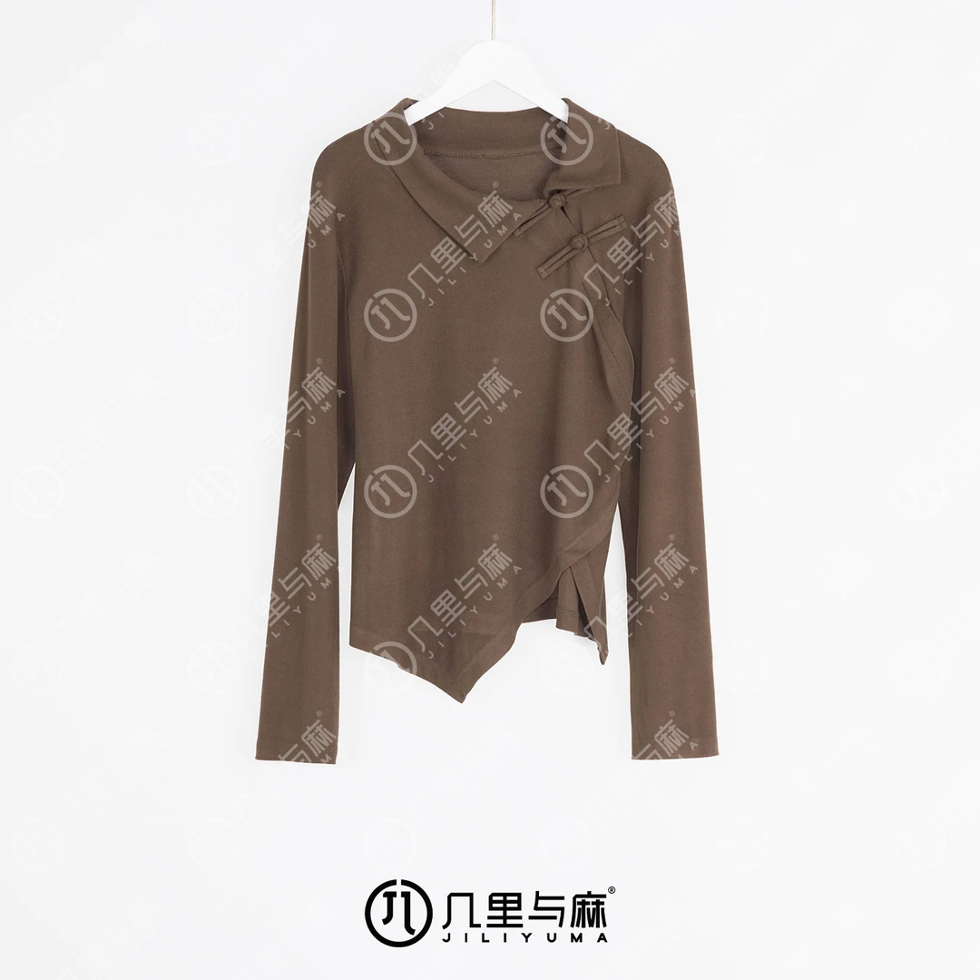 （几里）言椿-时尚舒适休闲长袖T恤 衣长52 胸围100 1080590