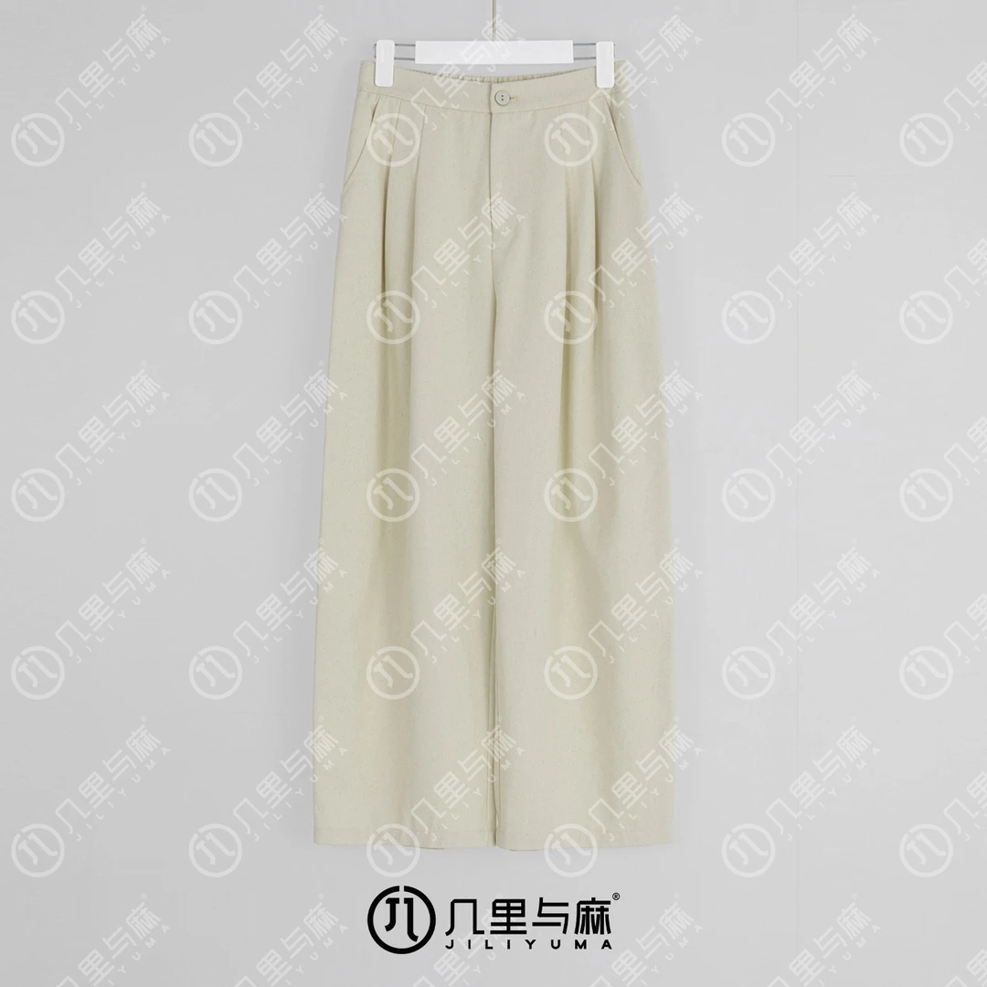 （几里）执贤-初秋气质通勤百搭松紧长款休闲裤 裤长98 1073041