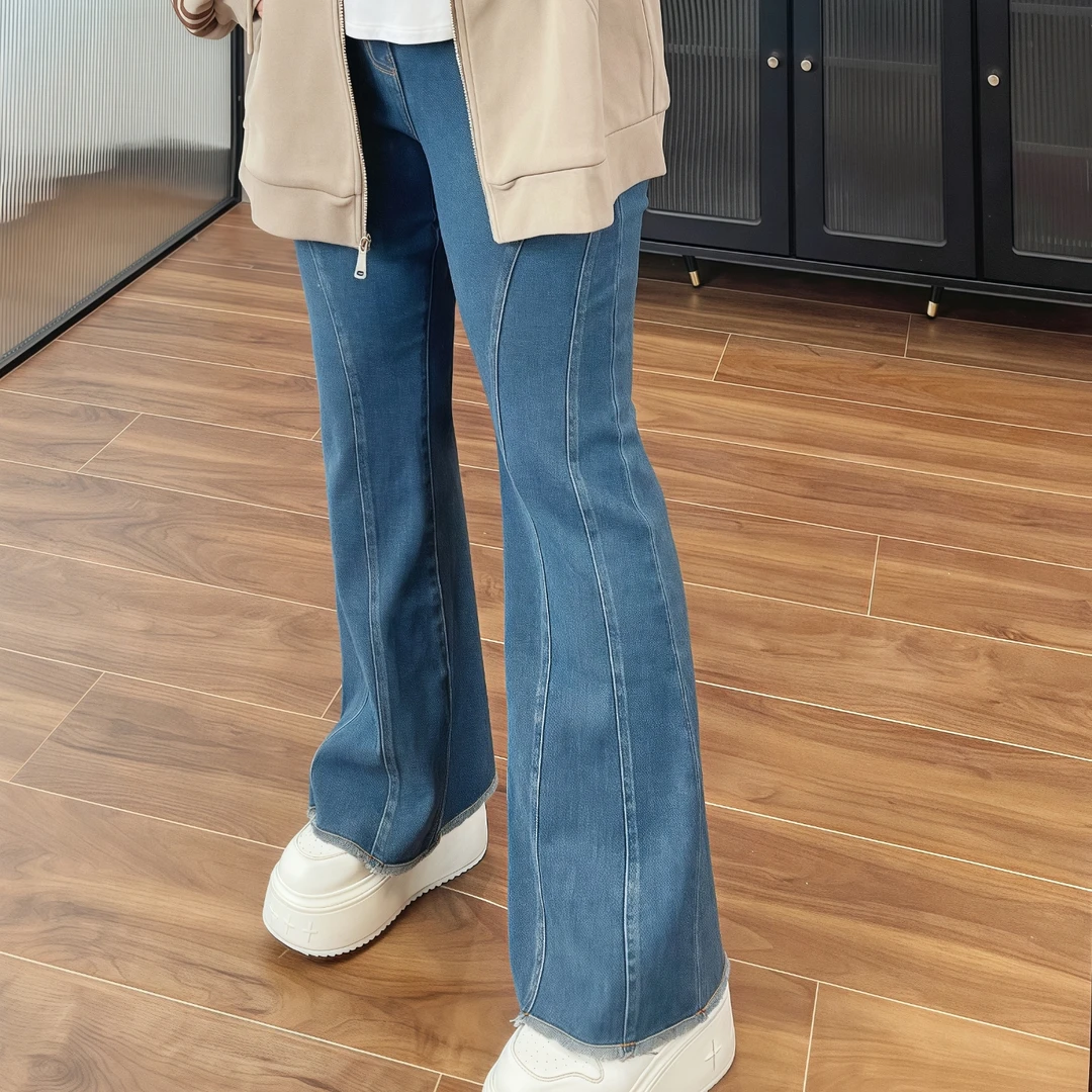 断码捡漏~里约画廊 / 大长腿微喇牛仔裤4089花契200斤胖mm秋季