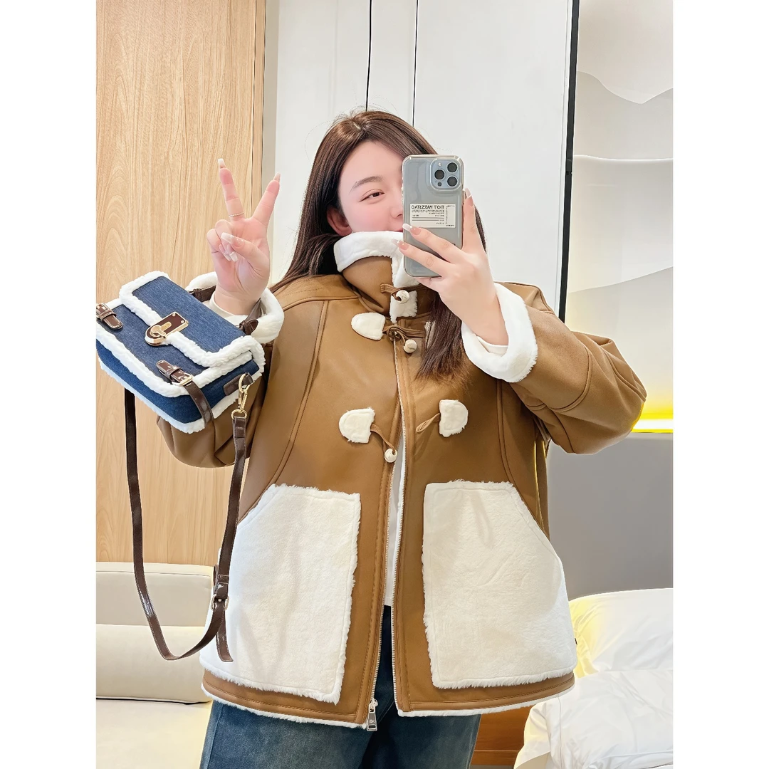 断码捡漏~雾岛秋歌 / 设计师款PU拼皮款毛毛外套1115花契200斤