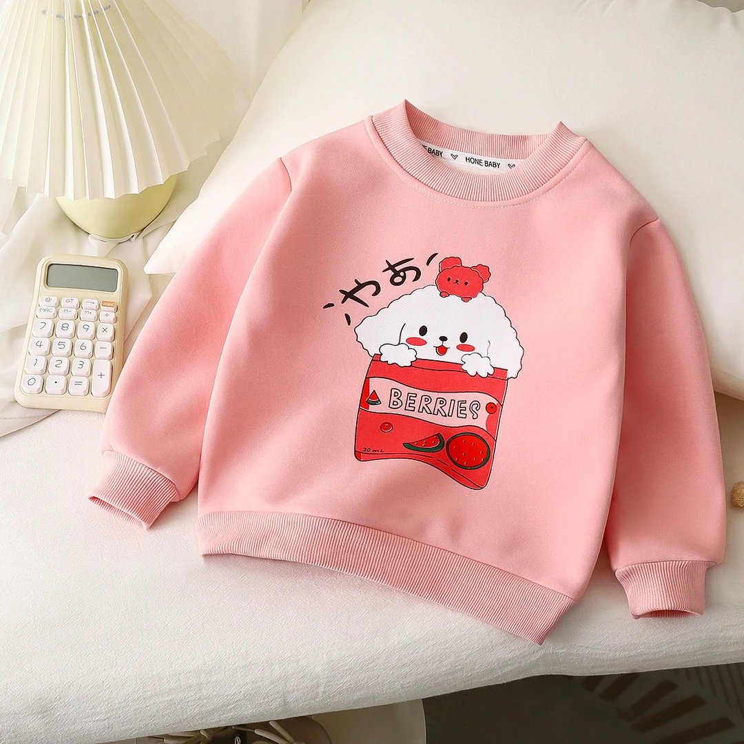 儿童秋冬款加绒卫衣中小童保暖上衣女童时尚百搭潮童加绒长袖